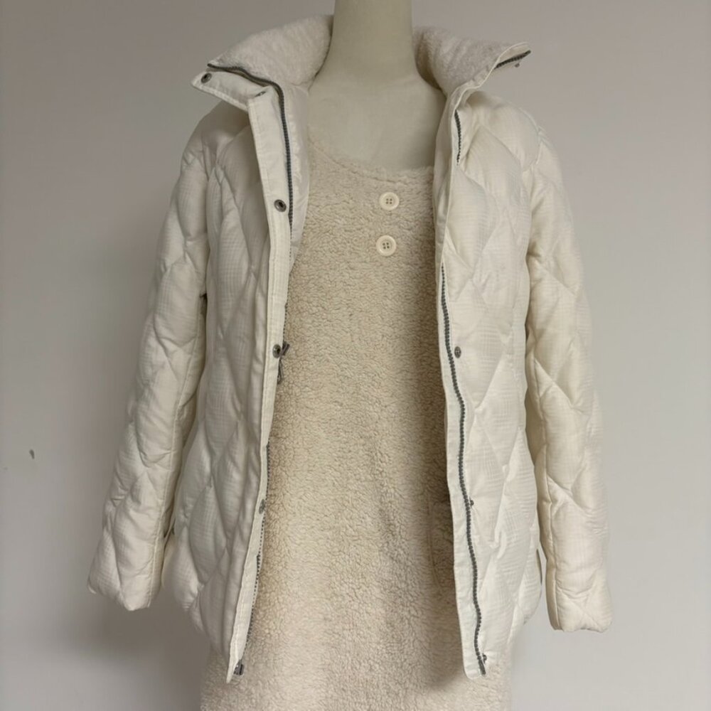 Eddie Bauer Women's Goose Down Puffer Jacket In Cream Size MT